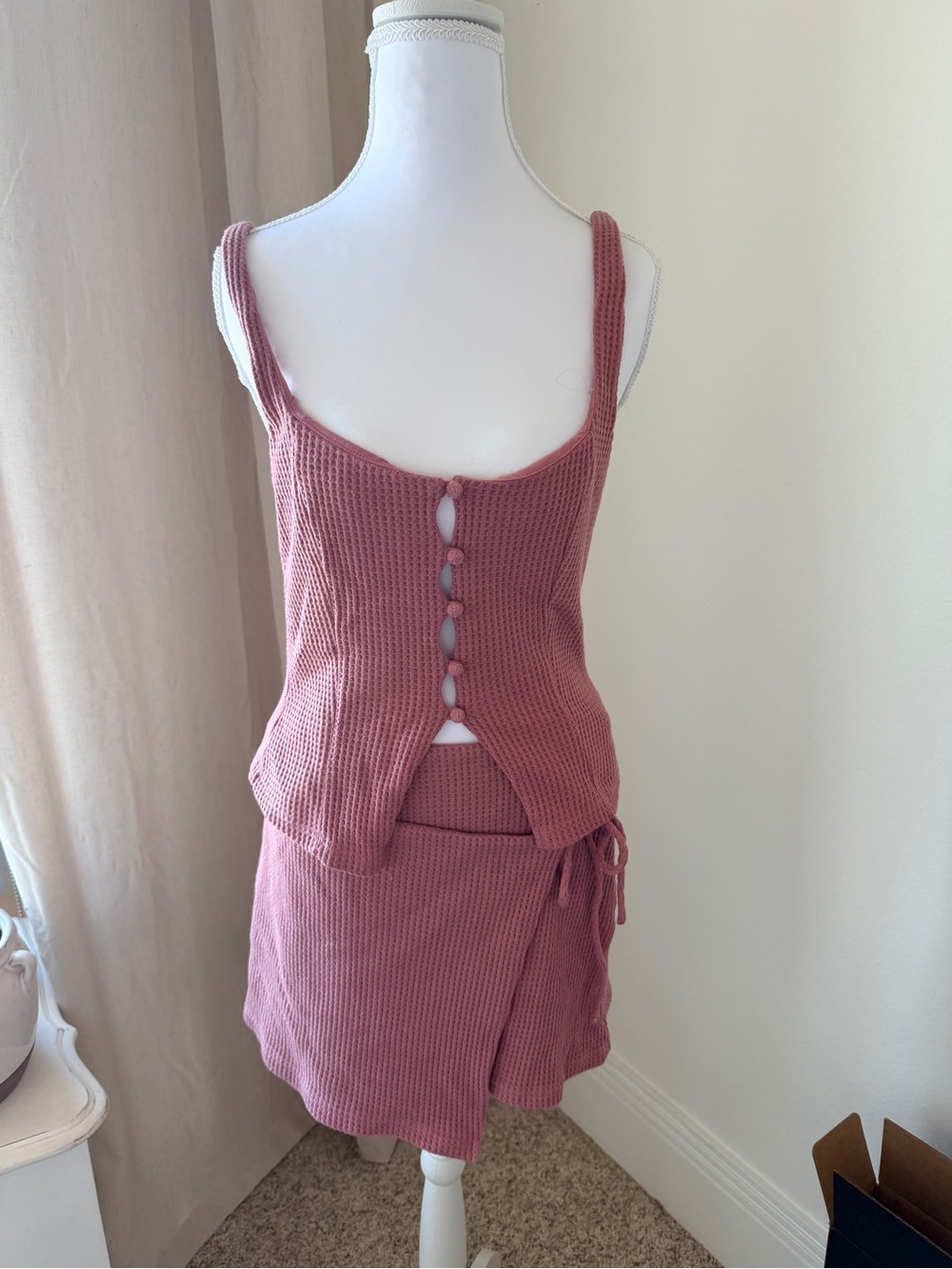 SABO SKIRT SET Mauve Knit Button-Back Tank and Skirt Set